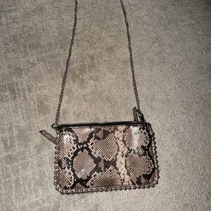 Zara Brown Snake Print Crossbody Bag